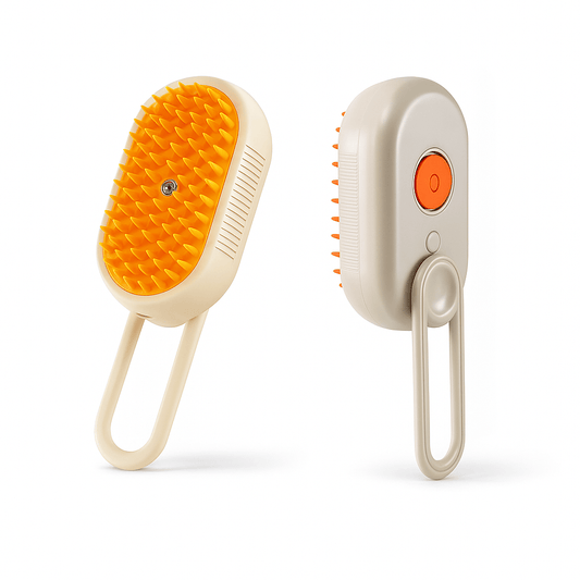 Paws Furfinity 1 Milk Brown 3-in-1 Rechargeable Steam Pet Grooming Brush